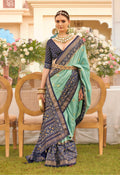 Monjolika Fashion Sea Green Colour Sigma Silk Patola Printed Saree With Blouse | Grocsy