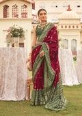 Monjolika Fashion Wine & Mehendi Colour Sigma Silk Patola Printed Saree With Blouse | Grocsy