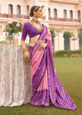 Monjolika Fashion Baby Pink Colour Sigma Silk Patola Printed Saree With Blouse | Grocsy