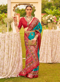 Monjolika Fashion Blue Colour Sigma Silk Patola Printed Saree With Blouse | Grocsy