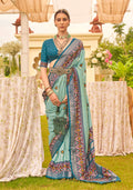 Monjolika Fashion Sea Green Colour Sigma Silk Patola Printed Saree With Blouse | Grocsy