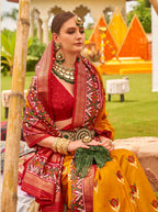 Monjolika Fashion Amber Colour Sigma Silk Patola Printed Saree With Blouse | Grocsy