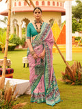 Monjolika Fashion Salmon Colour Sigma Silk Patola Printed Saree With Blouse | Grocsy