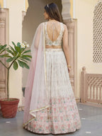 Tulsi Art Pretty Off-White Digital Printed Georgette Festive Wear Lehenga Choli | Grocsy