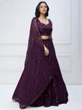 Tulsi Art Wonderful Purple Sequins Georgette Party Wear Lehenga Choli | Grocsy