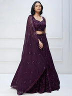Tulsi Art Wonderful Purple Sequins Georgette Party Wear Lehenga Choli | Grocsy