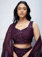 Tulsi Art Wonderful Purple Sequins Georgette Party Wear Lehenga Choli | Grocsy