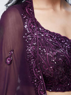 Tulsi Art Wonderful Purple Sequins Georgette Party Wear Lehenga Choli | Grocsy