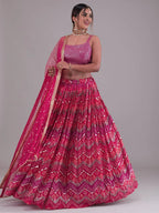 Tulsi Art Glamorous Pink Digital Printed Georgette Wedding Wear Lehenga Choli | Grocsy