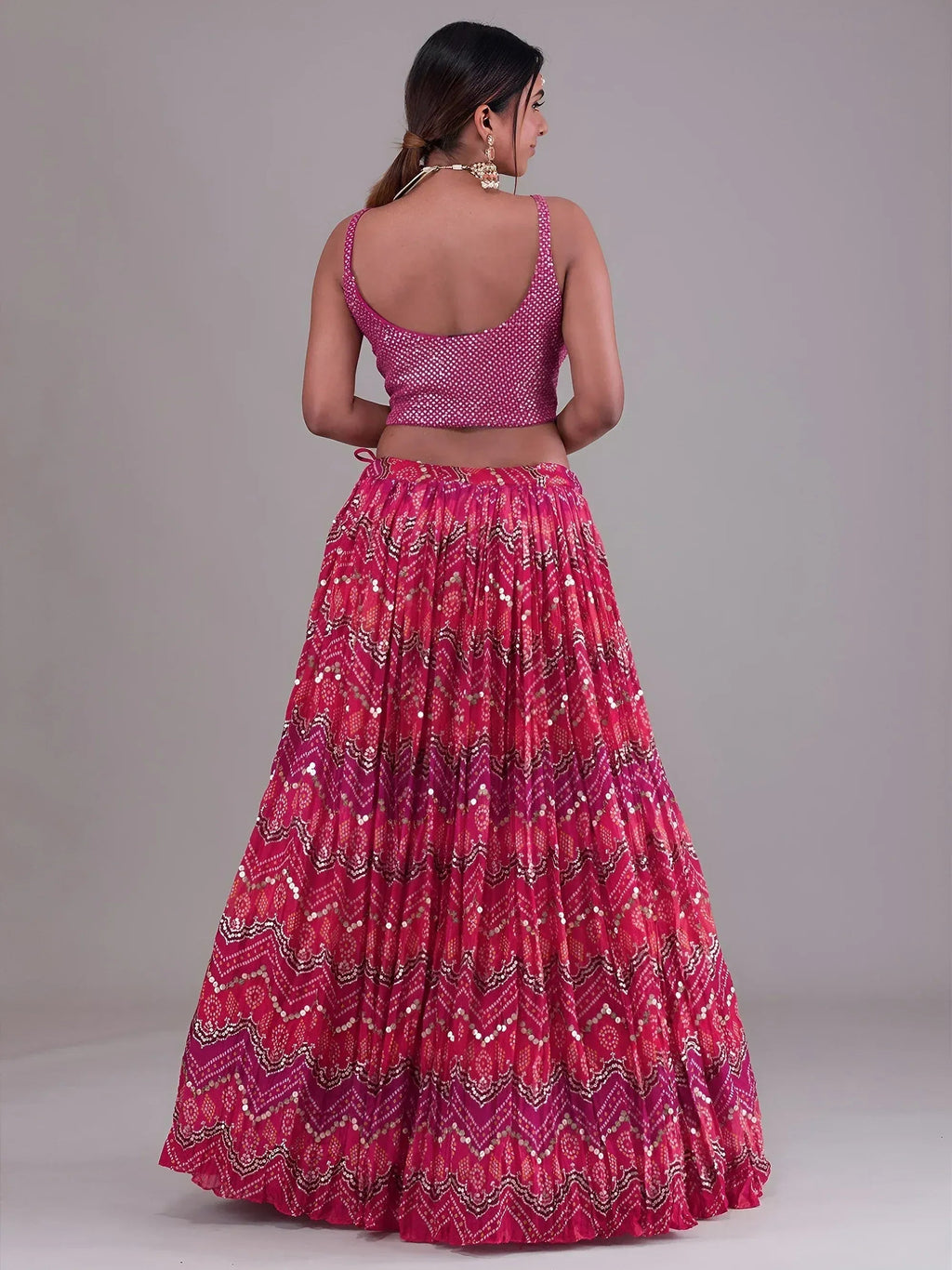 Tulsi Art Glamorous Pink Digital Printed Georgette Wedding Wear Lehenga Choli | Grocsy
