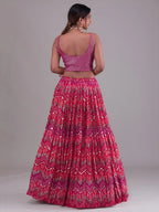 Tulsi Art Glamorous Pink Digital Printed Georgette Wedding Wear Lehenga Choli | Grocsy