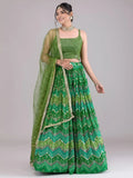 Tulsi Art Awesome Green Digital Printed Georgette Festive Wear Lehenga Choli | Grocsy