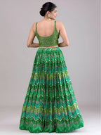 Tulsi Art Awesome Green Digital Printed Georgette Festive Wear Lehenga Choli | Grocsy