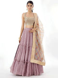 Tulsi Art Beautiful Dusty Pink Zari Work Georgette Party Wear Lehenga Choli | Grocsy
