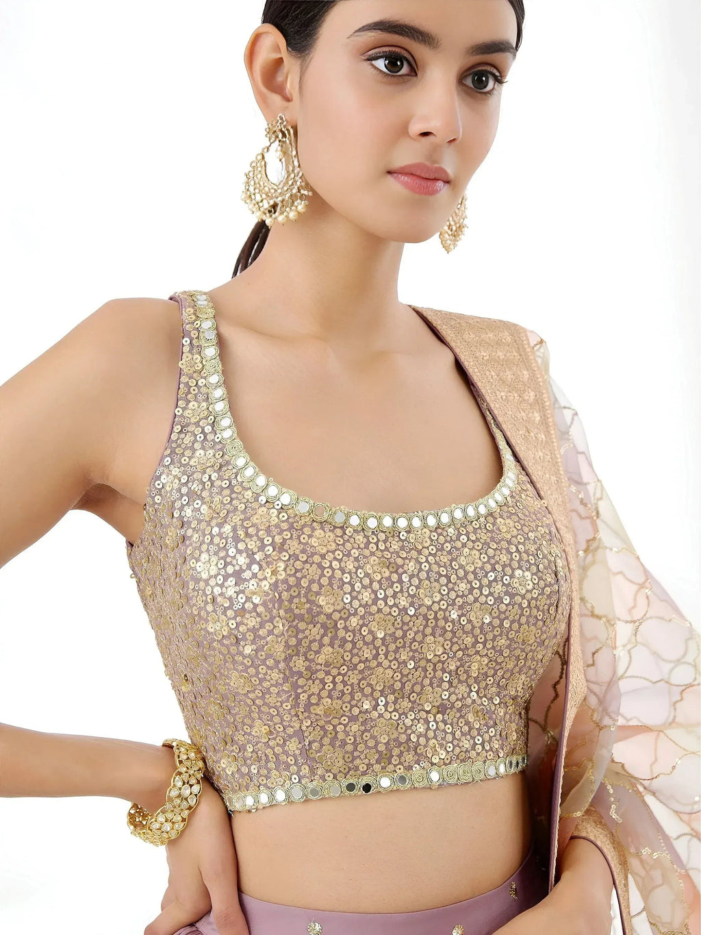 Tulsi Art Beautiful Dusty Pink Zari Work Georgette Party Wear Lehenga Choli | Grocsy