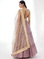 Tulsi Art Beautiful Dusty Pink Zari Work Georgette Party Wear Lehenga Choli | Grocsy