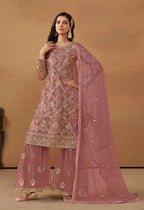 Monjolika Fashion Light Pink Net Embroidered Trendy Salwar Suit | Grocsy