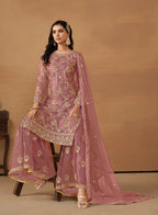 Monjolika Fashion Light Pink Net Embroidered Trendy Salwar Suit | Grocsy