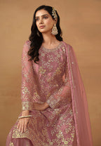 Monjolika Fashion Light Pink Net Embroidered Trendy Salwar Suit | Grocsy
