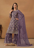 Monjolika Fashion Purple Net Embroidered Trendy Salwar Suit | Grocsy