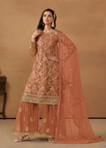 Monjolika Fashion Light Rust Net Embroidered Trendy Salwar Suit | Grocsy