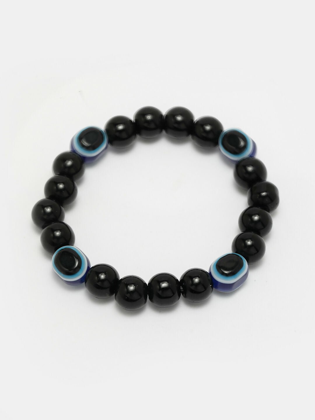 NVR Women & Men Black Evil Eye Elasticated Rakhi With Roli Chawal | Grocsy
