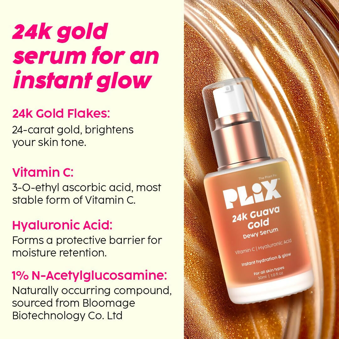 PLIX The Plant Fix 24k Guava Gold Lightweight Face Serum and Moisturizer Combo | Grocsy