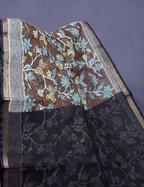 Black And Brown Colour Block Print Pure Kota Cotton Saree By Gayathri Reddy Designer Studio | Grocsy
