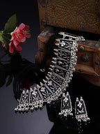 Tehzeeb Creations Women's German Silver Oxidised Necklace And Earrings | Grocsy