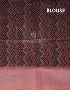Peach And Brown Colour With Geometrical Print Semi Chanderi Saree. By Gayathri Reddy Designer Studio | Grocsy