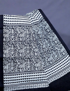 White And Black Combo Block Print Pure Mulmul Cotton Saree By Gayathri Reddy Designer Studio | Grocsy