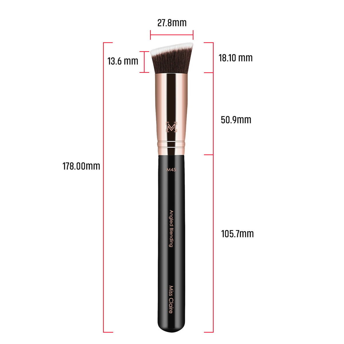 Miss Claire M45 - Angled Blending Brush - Rose Gold | Grocsy