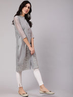 Aks Thread Work Chanderi Silk Kurta | Grocsy