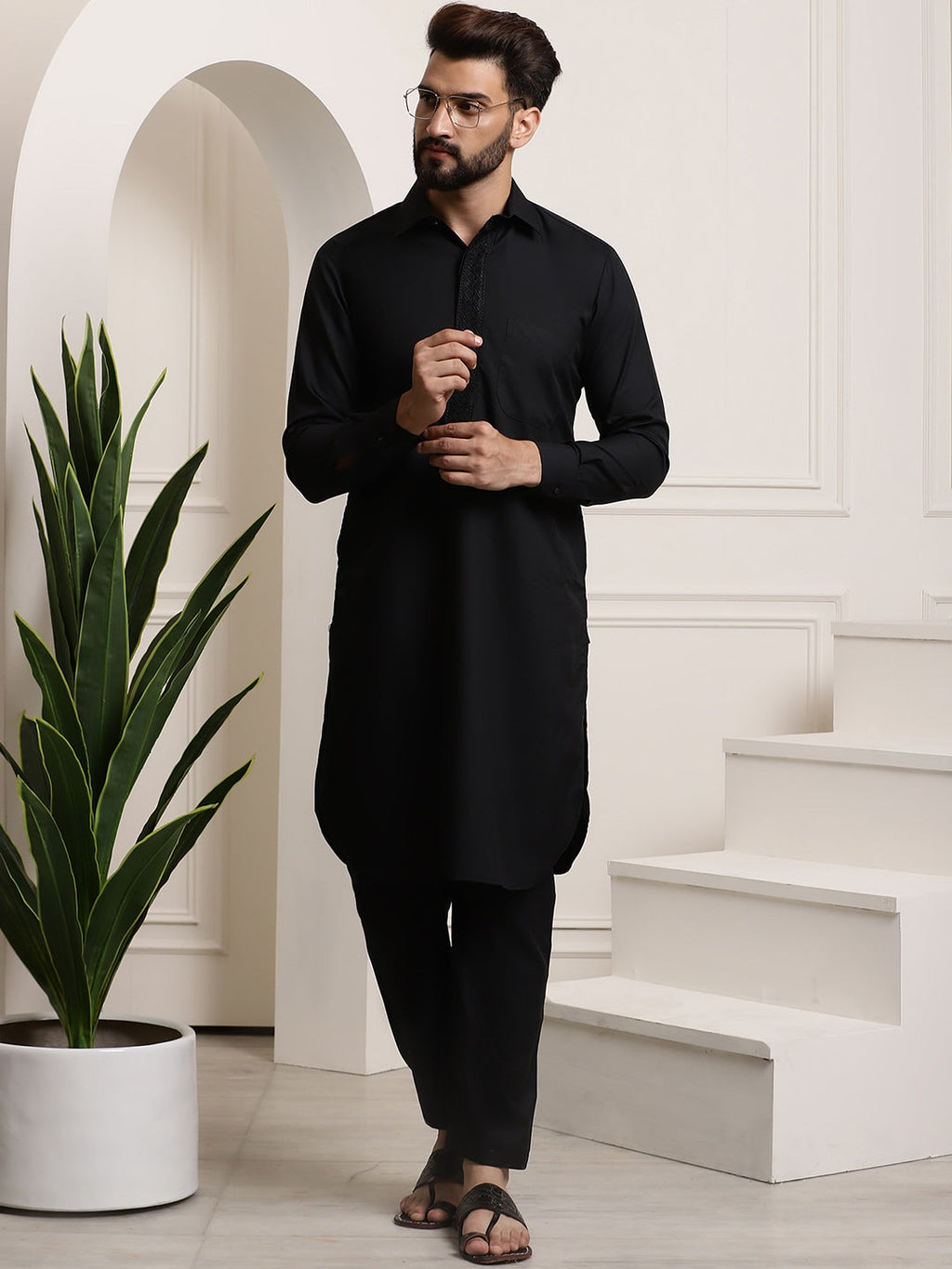 Sojanya Cotton Linen Kurta With Pyjamas | Grocsy