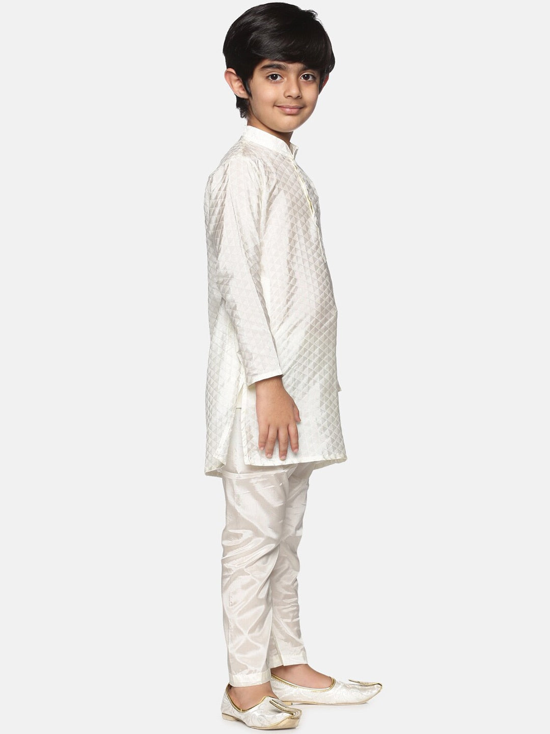 Sethukrishna Boys Cream-Coloured Kurta with Pyjamas | Grocsy