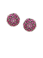 Shoshaa Maroon & Gunmetal-Toned Circular Studs
