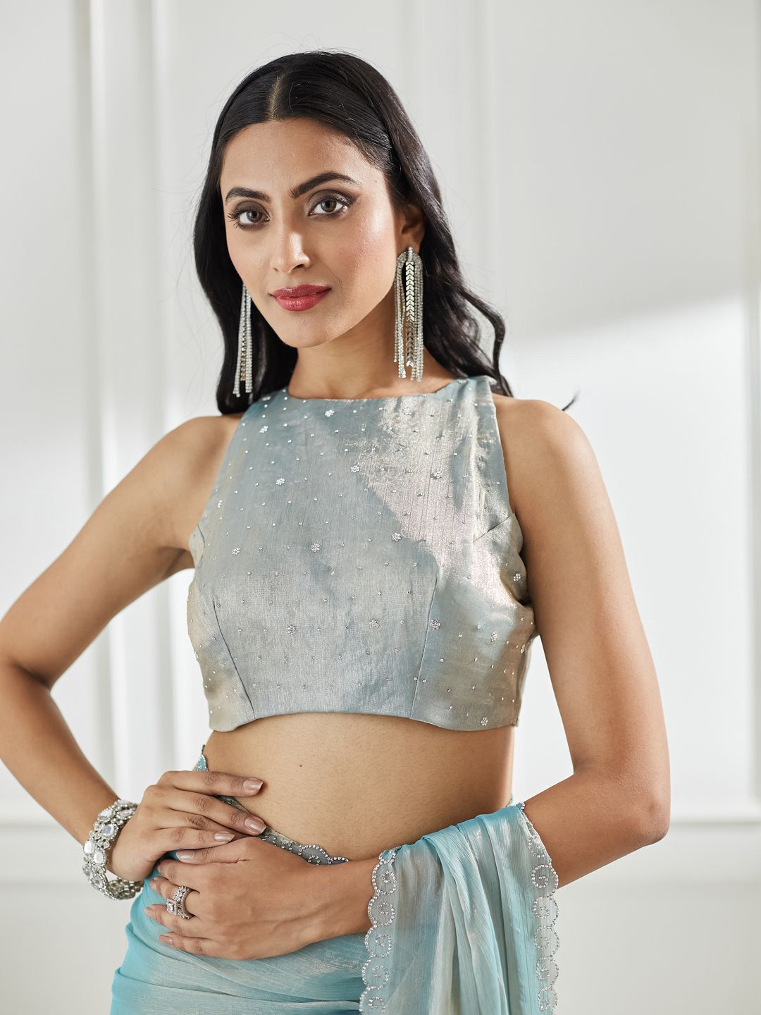 kasee Beads and Stones Pure Silk Saree | Grocsy
