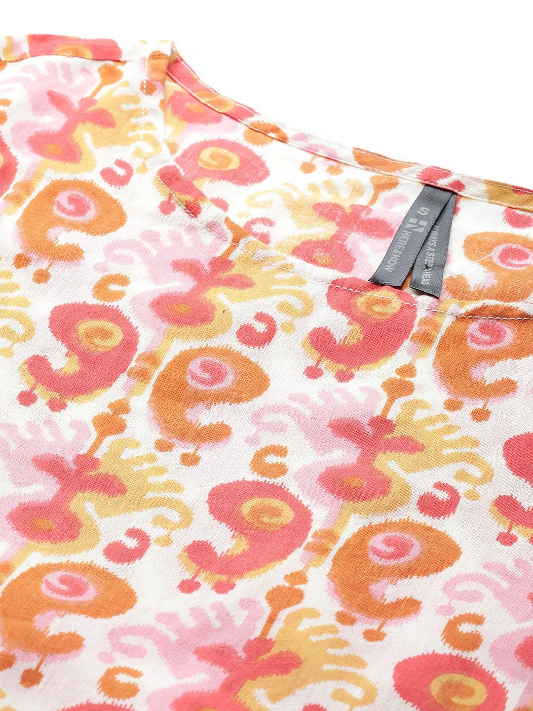 HERE&NOW Women Orange & White Ethnic Motifs Printed Kurta | Grocsy