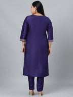 Sztori Plus Size Ethnic Motifs Printed Straight Kurta with Trousers | Grocsy