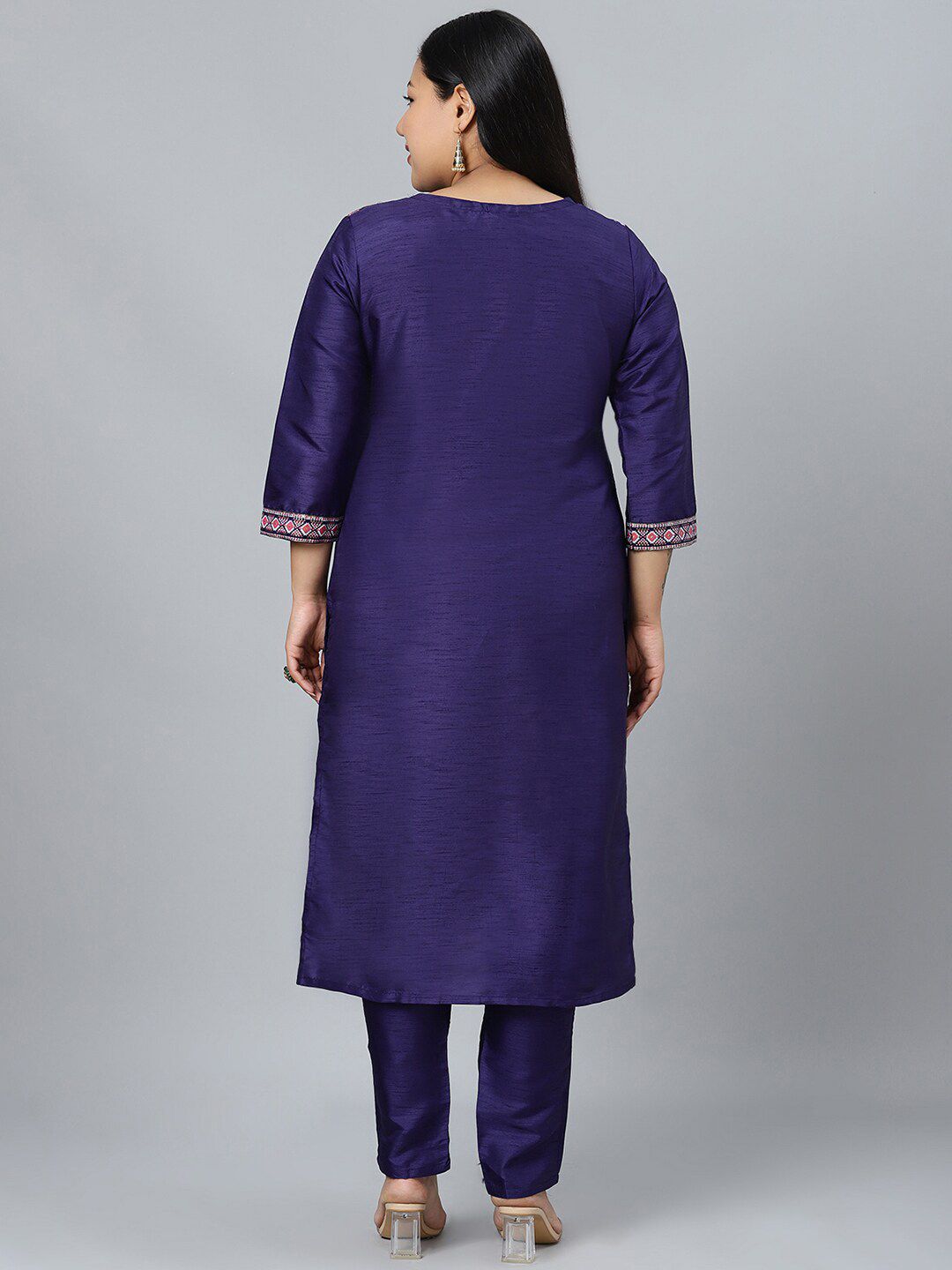 Sztori Plus Size Ethnic Motifs Printed Straight Kurta with Trousers | Grocsy