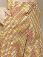 Sangria Women Yellow Printed Gotta Patti Pure Cotton Kurta with Trousers & Dupatta | Grocsy