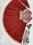 Teeya Creation Womens New Trendy Stylish Anarakali Lehenga Set - Red | Grocsy