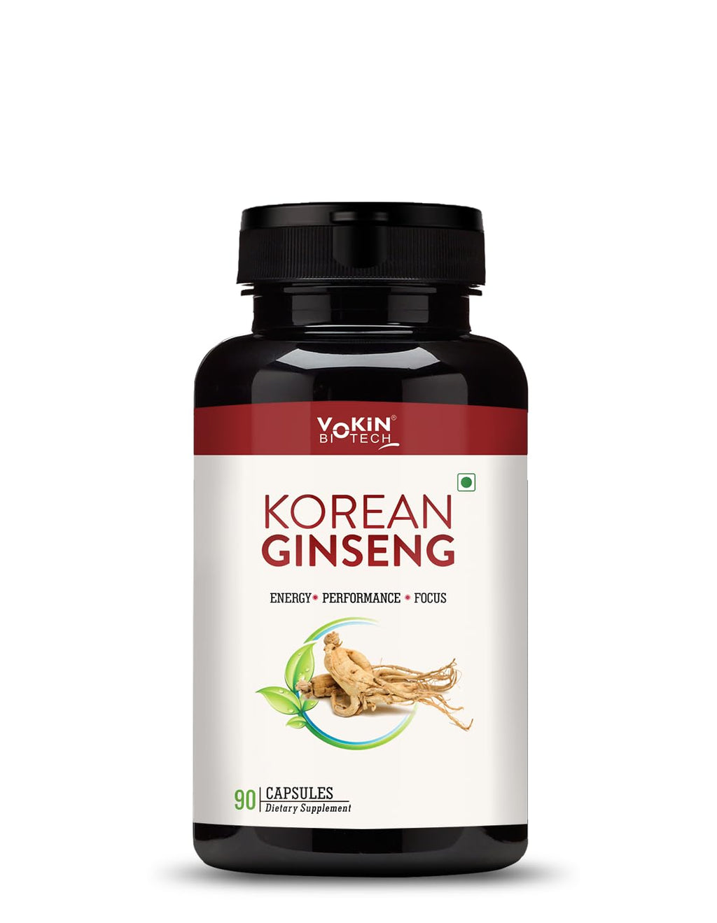 Vokin Biotech Korean Ginseng 90 Veg Capsules,Supports Energy, Vitality & Strength, For Men & Women | Grocsy