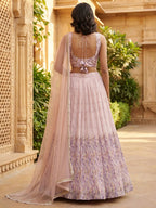 Tulsi Art Precious Peach Floral Printed Georgette Wedding Wear Lehenga Choli | Grocsy