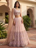 Tulsi Art Precious Peach Floral Printed Georgette Wedding Wear Lehenga Choli | Grocsy