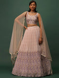 Tulsi Art Precious Peach Floral Printed Georgette Lehenga Choli With Dupatta | Grocsy