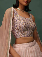 Tulsi Art Precious Peach Floral Printed Georgette Lehenga Choli With Dupatta | Grocsy
