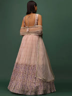 Tulsi Art Precious Peach Floral Printed Georgette Lehenga Choli With Dupatta | Grocsy