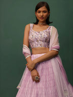 Tulsi Art Beautiful Pink Floral Printed Georgette Event Wear Lehenga Choli | Grocsy