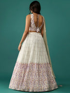 Tulsi Art Stunning Off-White Floral Printed Georgette Traditional Lehenga Choli | Grocsy